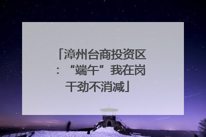 漳州台商投资区：“端午”我在岗 干劲不消减